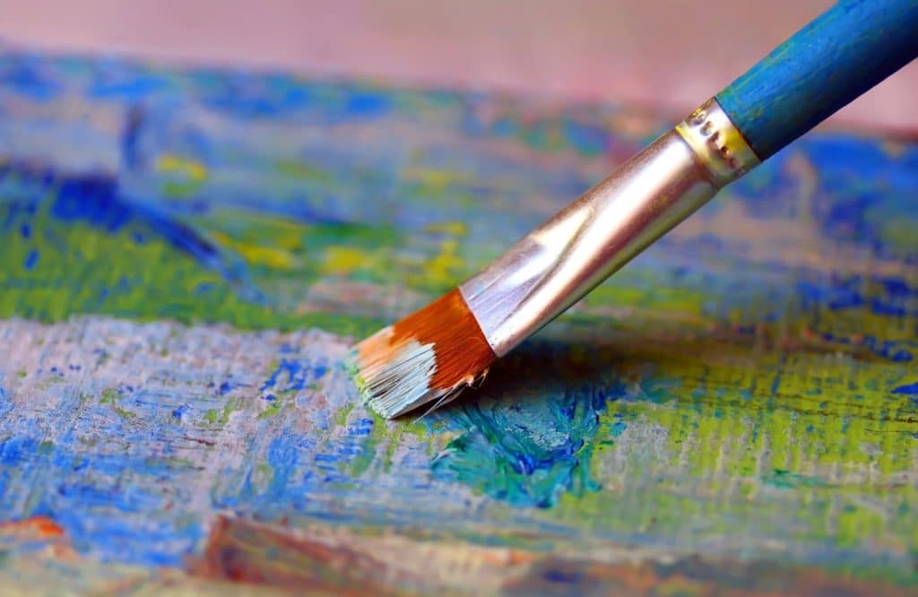 Closeup of brush and palette