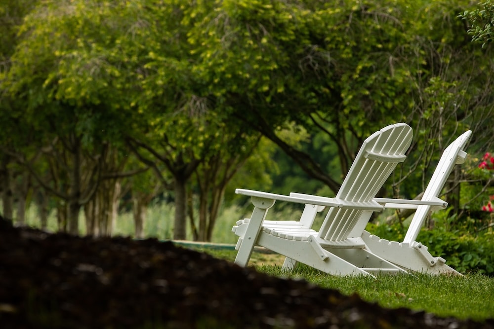 Two chairs on the scenic grounds of our unforgettable Eastern Shore Bed and Breakfast