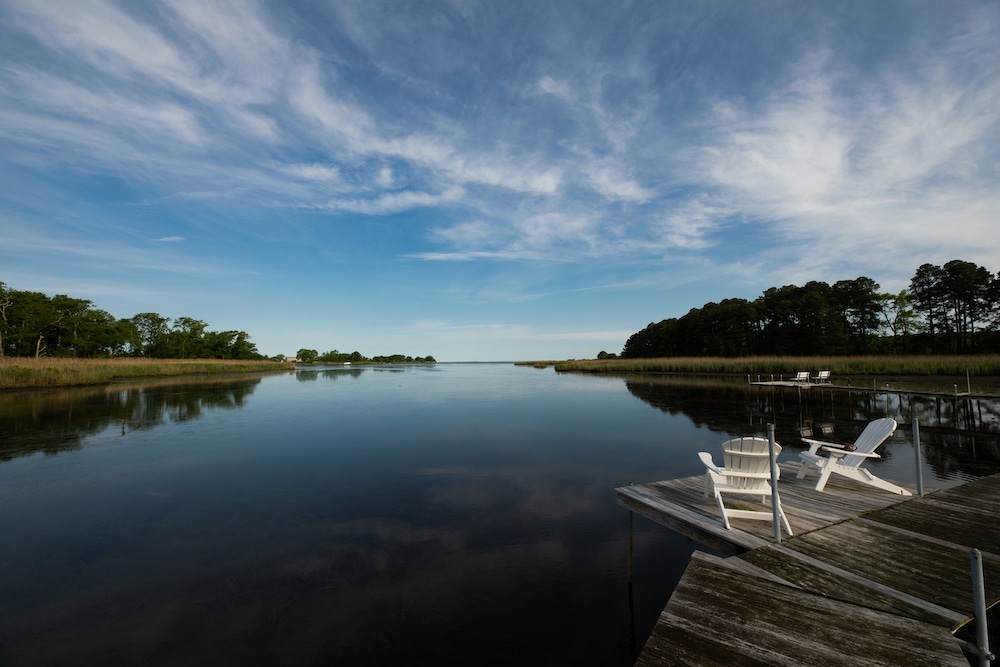 The dock at our Eastern Shore Bed and Breakfast - a great place to enjoy the best chesapeake Bay Kayaking