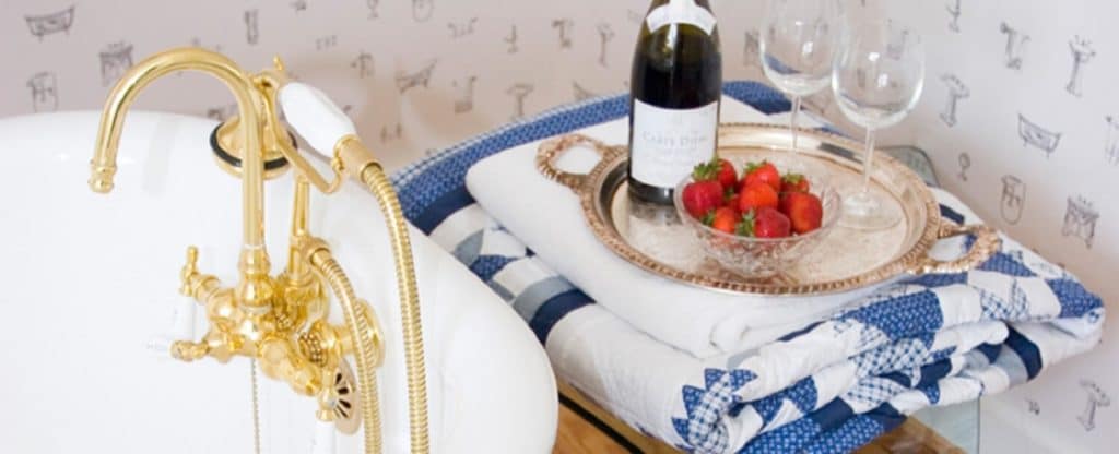 Champagne and Strawberries by the tub